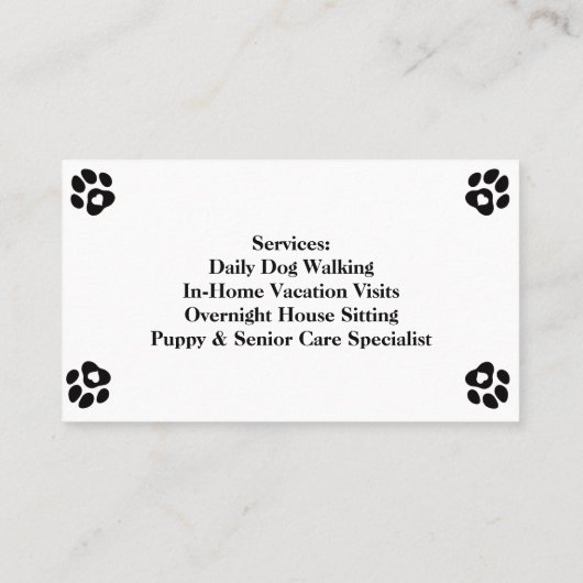 Minimalist Pet Sitter Business Card | Professional 名刺 (裏面)