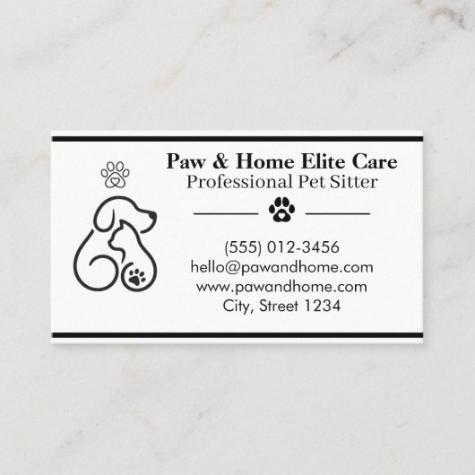 Minimalist Pet Sitter Business Card | Professional 名刺 (正面)