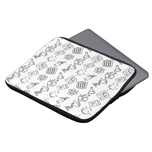 Minimalist Pharmacy Icon Pattern Laptop Sleeve ラップトップスリーブ (正面上部)