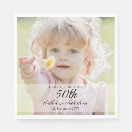 Minimalist Photo 50th Birthday スタンダードランチョンナプキン (正面)
