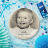 Minimalist Photo 60th Birthday ペーパープレート (パーティー)