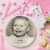 Minimalist Photo 60th Birthday ペーパープレート (パーティー)