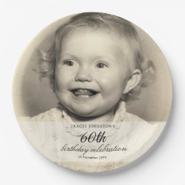 Minimalist Photo 60th Birthday ペーパープレート