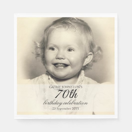Minimalist Photo 70th Birthday スタンダードランチョンナプキン (正面)