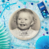 Minimalist Photo 70th Birthday ペーパープレート (パーティー)