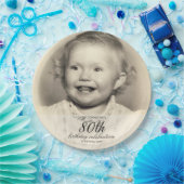 Minimalist Photo 80th Birthday ペーパープレート (パーティー)