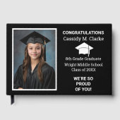 Minimalist Photo 8th Grade Graduation Yard Sign ゲストブック (正面)
