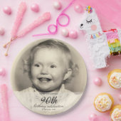 Minimalist Photo 90th Birthday ペーパープレート (パーティー)