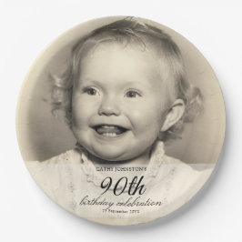 Minimalist Photo 90th Birthday ペーパープレート