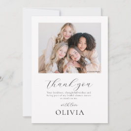 Minimalist Photo Bridal Shower Thank You Card 招待状