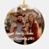 Minimalist Photo Christmas 2025 Personalized セラミックオーナメント (裏面)