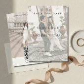 Minimalist Photo Classic QR Code Save The Date  招待状