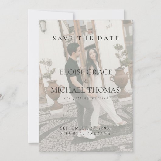 Minimalist Photo Classic QR Code Save The Date  招待状 (正面)