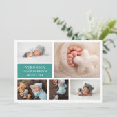 Minimalist Photo Collage Baby Announcement Card 招待状 (スタンド正面)