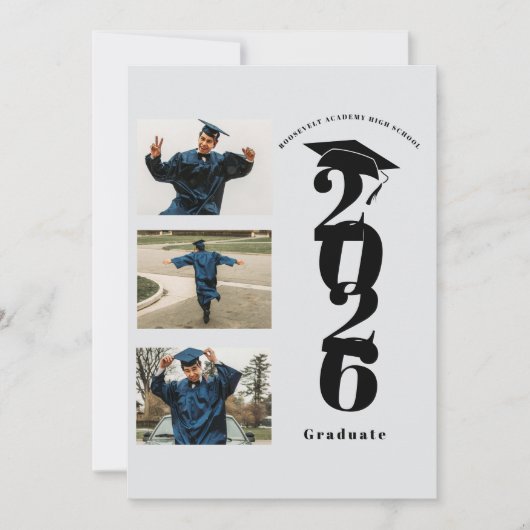 Minimalist Photo Collage Class of 2026 Grad Party  招待状 (正面)