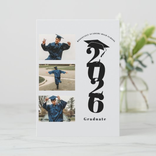 Minimalist Photo Collage Class of 2026 Grad Party  招待状 (スタンド正面)
