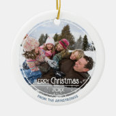 Minimalist Photo Family Merry Christmas Classic セラミックオーナメント (正面)
