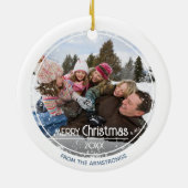 Minimalist Photo Family Merry Christmas Classic セラミックオーナメント (裏面)