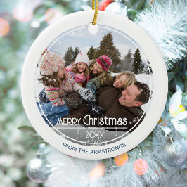Minimalist Photo Family Merry Christmas Classic セラミックオーナメント