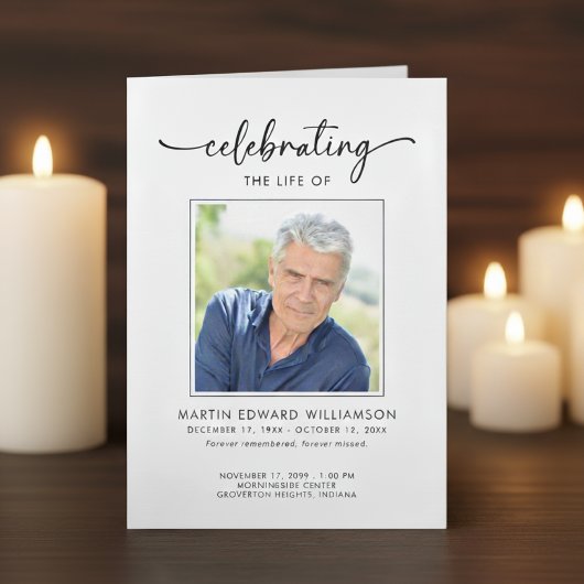 Minimalist Photo Funeral Order of Service Obituary プログラム