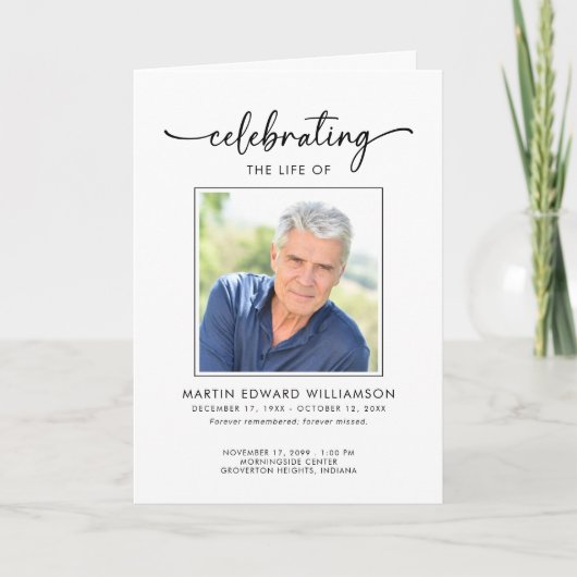 Minimalist Photo Funeral Order of Service Obituary プログラム (正面)
