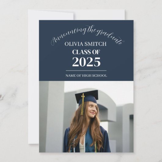 Minimalist Photo Graduation 招待状 (正面)