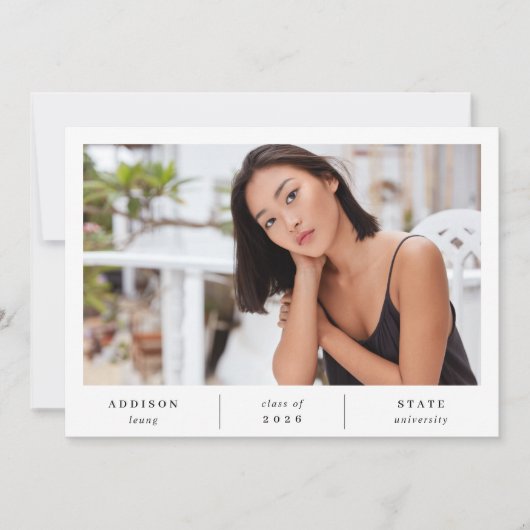 Minimalist Photo Graduation Announcement & Invite 招待状 (正面)