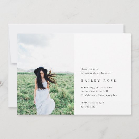 Minimalist Photo Graduation Announcement & Invite 招待状 (裏面)