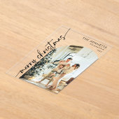 Minimalist Photo Merry Christmas Card アクリル招待状 (レイダウン)