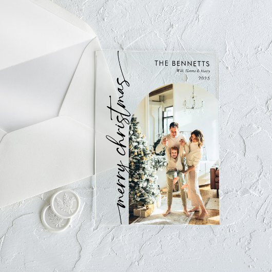 Minimalist Photo Merry Christmas Card アクリル招待状