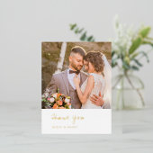 Minimalist Photo Modern Wedding Thank You 箔招待状ポストカード (立ち正面)