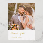Minimalist Photo Modern Wedding Thank You Card 箔招待状 (正面)