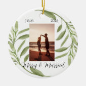 Minimalist Photo Ornament Merry & Married Ornament セラミックオーナメント (正面)