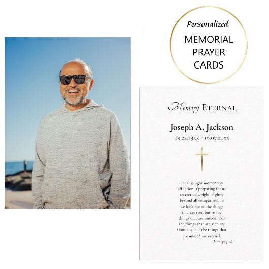 Minimalist Photo Orthodox Funeral Prayer Card プレイスカード