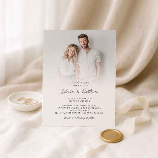Minimalist photo Overlay Script QR Code Wedding 招待状