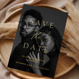 Minimalist Photo Overlay Wedding Save the Date 箔招待状