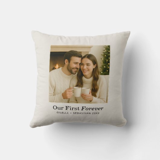 Minimalist Photo Personalized Text Keepsake クッション (裏面)