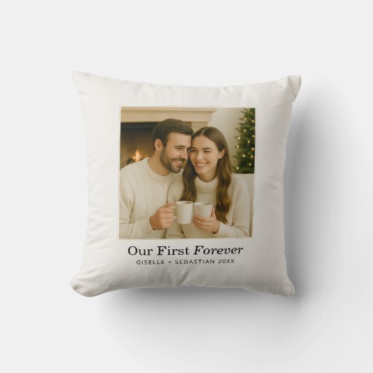 Minimalist Photo Personalized Text Keepsake クッション (正面)