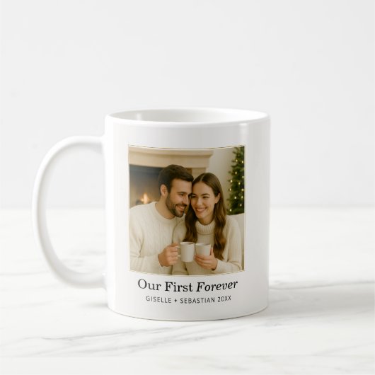 Minimalist Photo Personalized Text Keepsake コーヒーマグカップ (左)