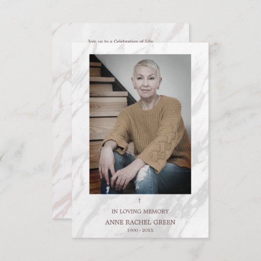 Minimalist Photo Remembrance Service Loved Ones 招待状 (正面/裏面)