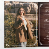 Minimalist Photo Rustic Barn Wood QR Code Wedding 三つ折り招待状 (内部最初)