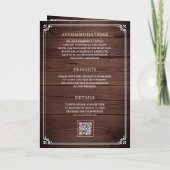 Minimalist Photo Rustic Barn Wood QR Code Wedding 招待状 (裏面)