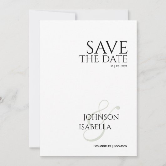 Minimalist Photo Save the Date Card 招待状 (正面)
