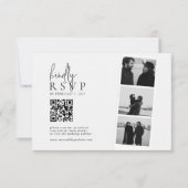 Minimalist Photo Strip QR Code Wedding 出欠カード (正面)