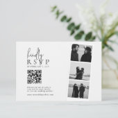 Minimalist Photo Strip QR Code Wedding 出欠カード (スタンド正面)