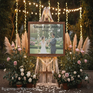 Minimalist Photo Wedding Sign & Keepsake Poster ポスター