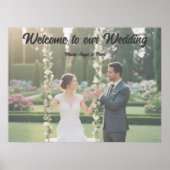 Minimalist Photo Wedding Sign & Keepsake Poster ポスター (正面)