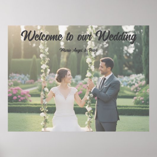 Minimalist Photo Wedding Sign & Keepsake Poster ポスター (正面)