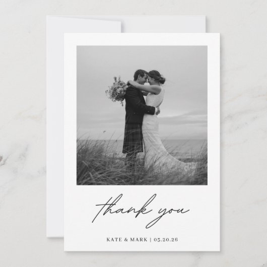 Minimalist Photo Wedding Thank You サンキューカード (正面)