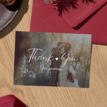Minimalist Photo Wedding Thank You Card with Scrip